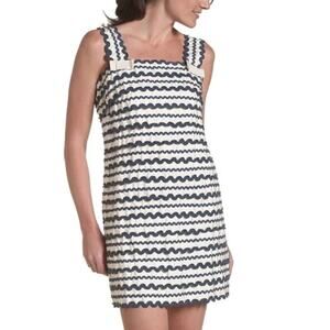 French Connection 'Ric Rac' Classic Ivory/Midnight Blue Mini Dress | Women's 4